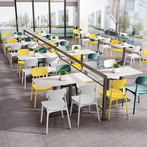 商用员工食堂饭店岩板餐桌椅组合