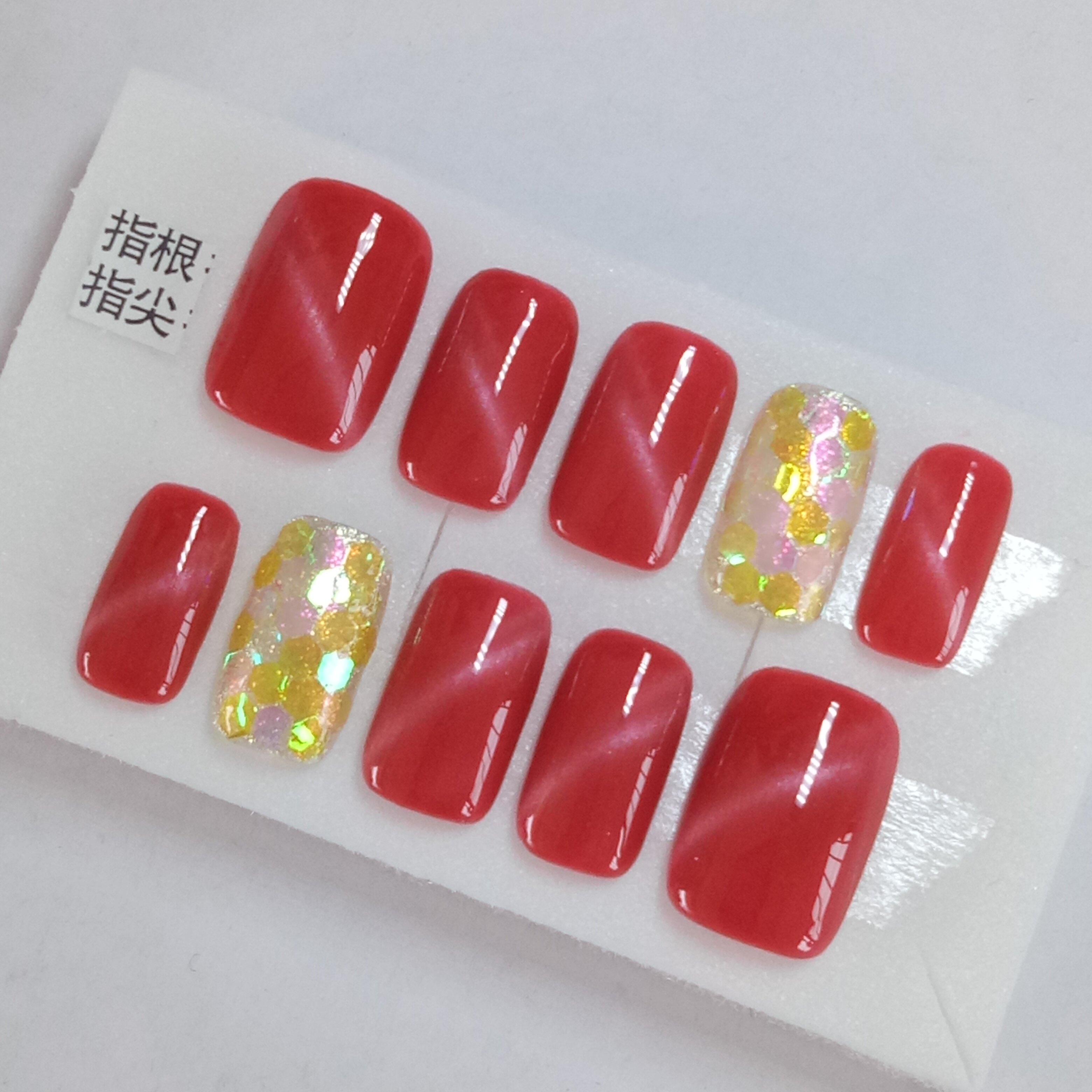 手工制作指甲贴穿戴甲红色新娘