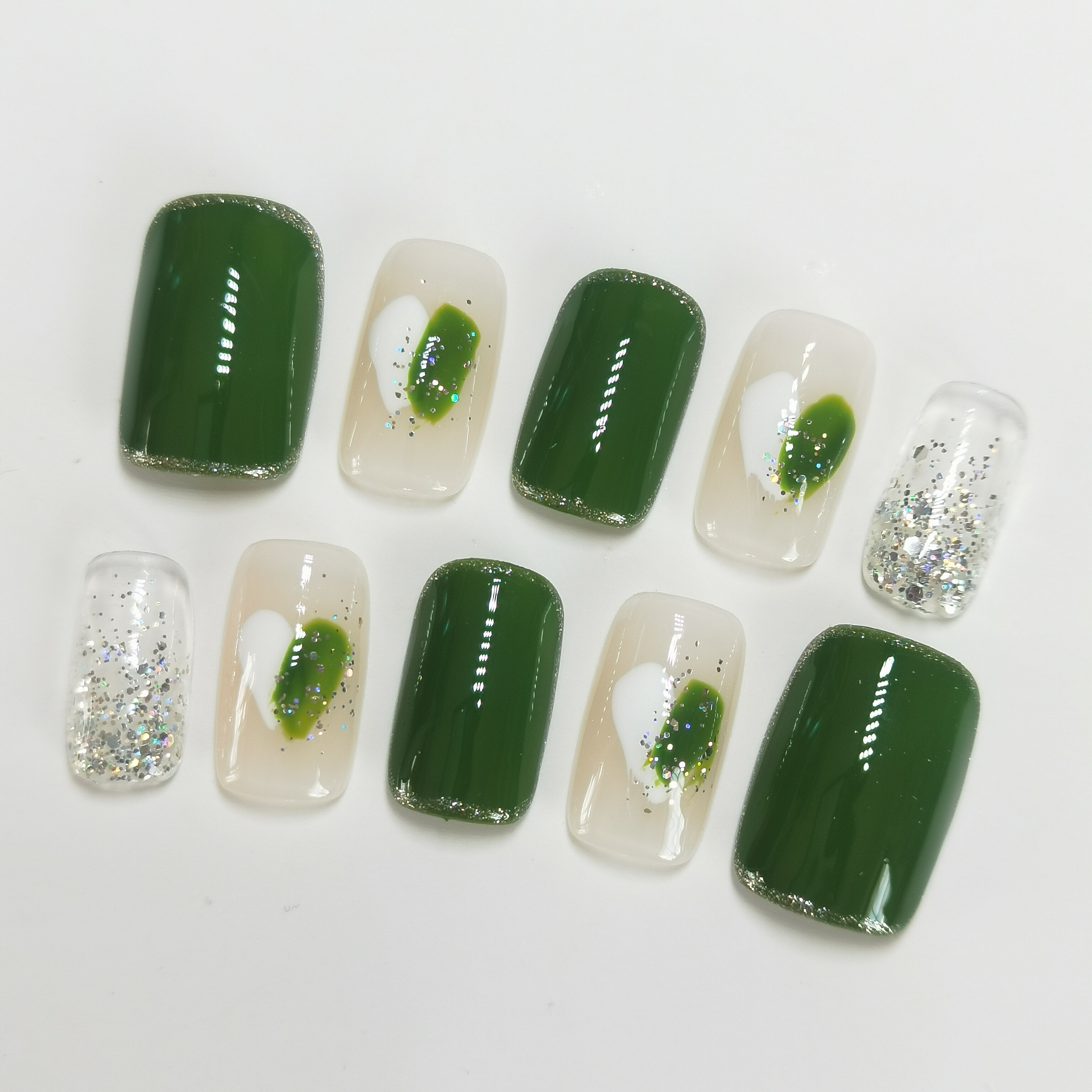 手工穿戴甲手工冰透色果冻色成品
