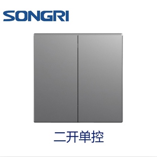 上海松日开关插座A3系列灰色大板二开单控开关二位开关