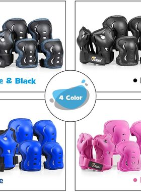 美国进口海淘JBM 青少年黑色蓝色护膝护肘手套轮滑自行车护具套装