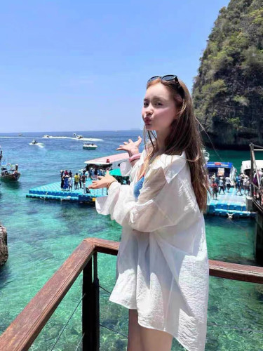 白色防晒衬衫女夏泰国海岛度假沙滩外套三亚旅游防晒衫大理拍照