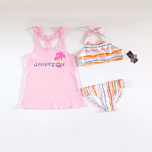 漂亮国好牌女儿童游泳沙滩三件套装 分开拍 分体泳衣女孩子三角泳裤