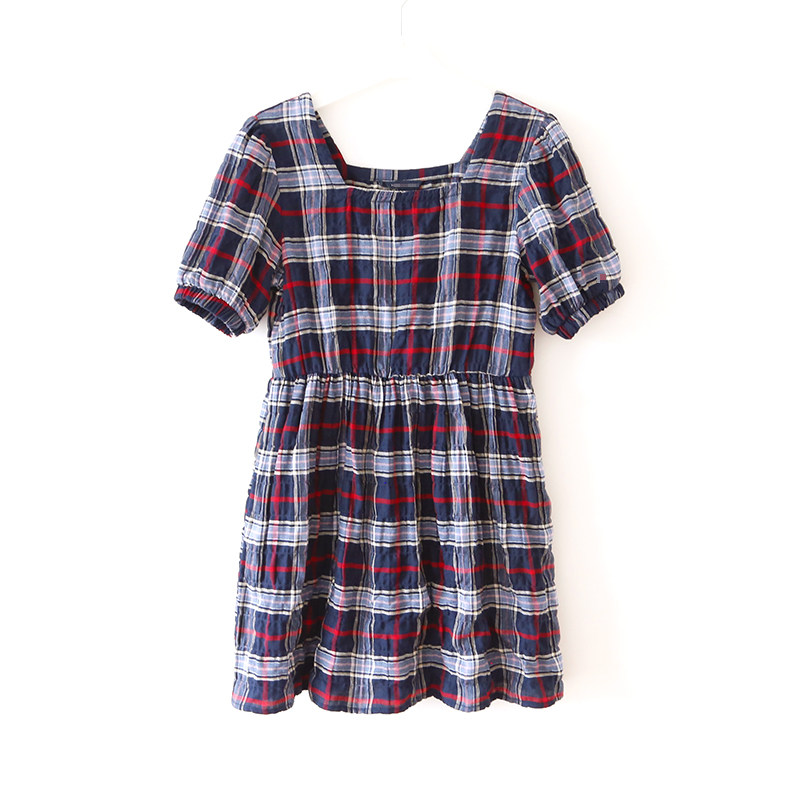 欧美单女童短袖裙复古夏季连衣裙