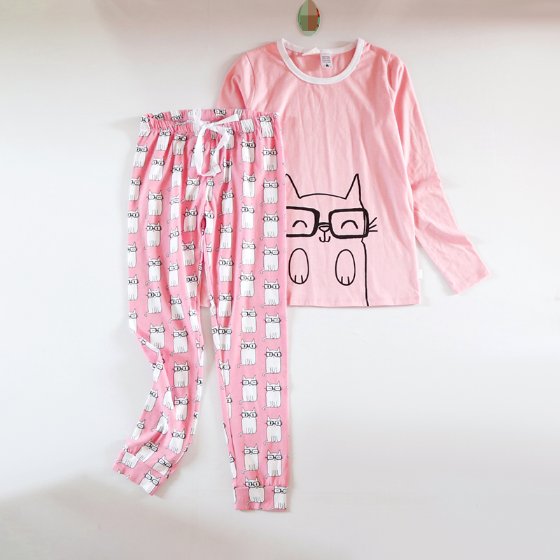 澳单甜美纯棉四季印花家居服套装