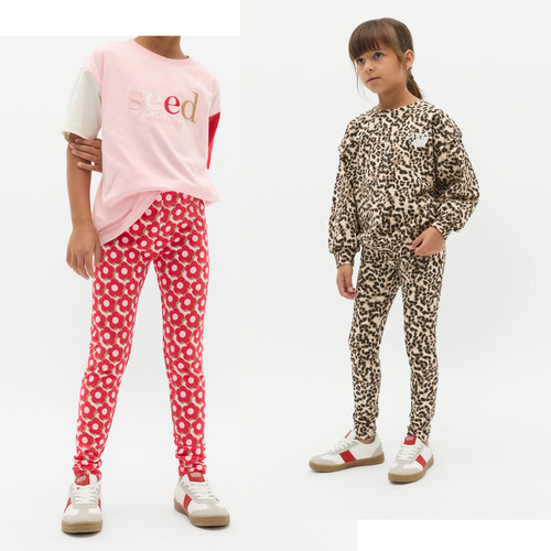 澳单女儿童毛圈满印外穿打底裤子