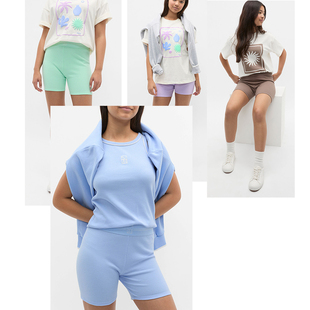 澳好牌S*D原尾 女儿童高弹力罗纹短裤修身打底裤女孩子百搭五分裤