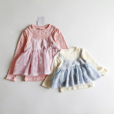 日单小立领甜美长袖公主T恤上衣