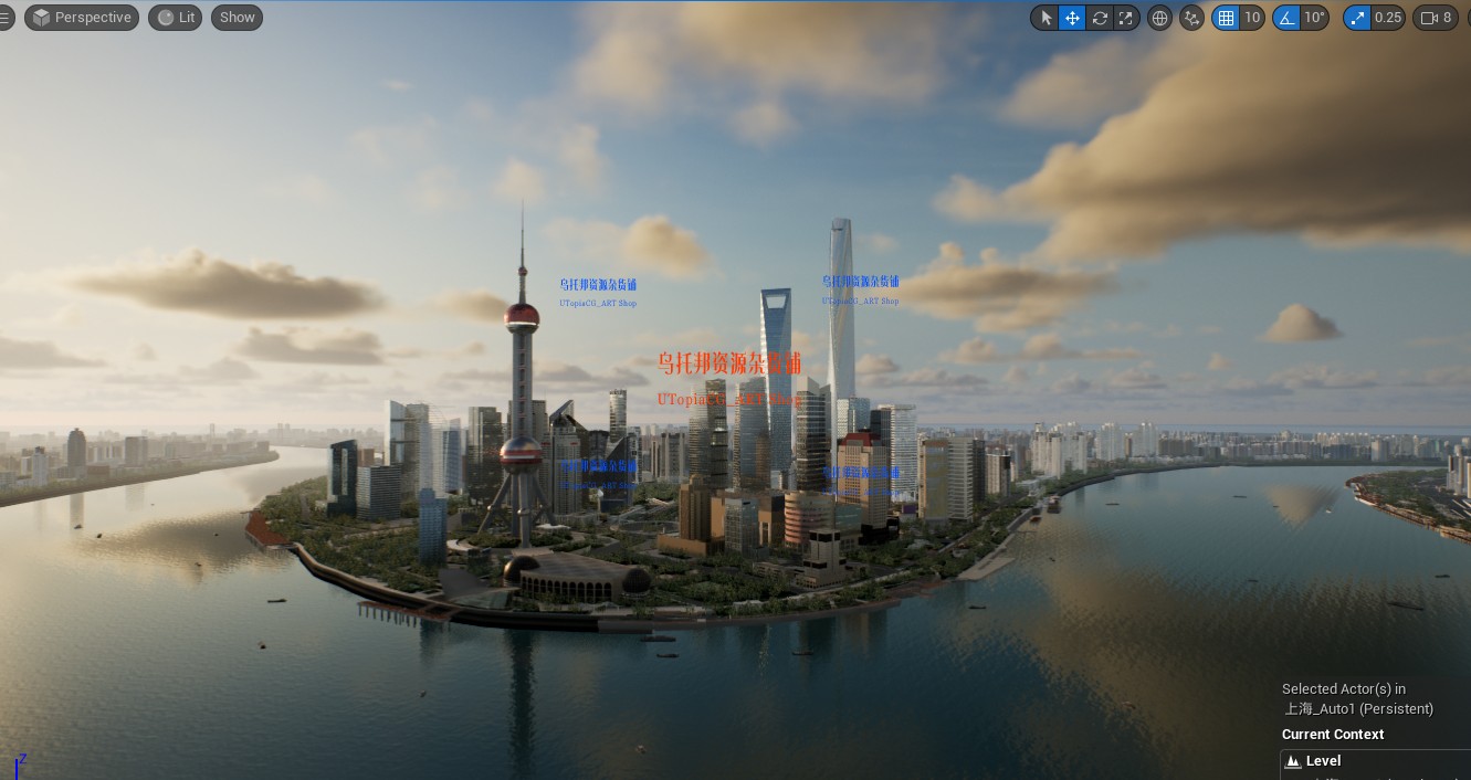 UE4虚幻上海CBD外滩陆家嘴写实数字孪生智慧城市地标建筑模型资产