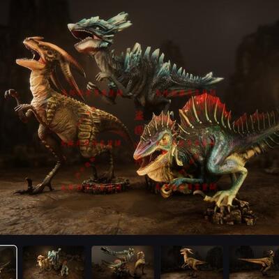 UE5虚幻4 Raptors pack 侏罗纪迅猛龙史前恐龙角色模型带动画