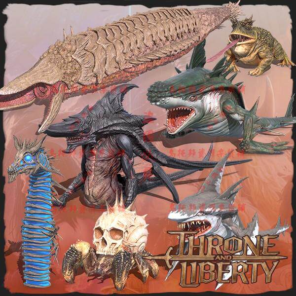 TL模型海底怪物.鲨鱼人.沙虫 骨龙 两栖生物 3D模型MAX动画源文件