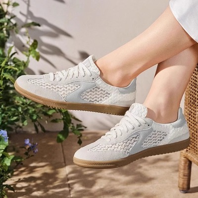 斯凯奇新款女鞋蝉翼时尚德训舒适轻盈透气百搭平底运动板鞋185350