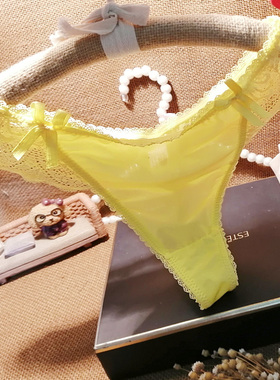 柔软顺滑女士丁字裤 性感蕾丝边腰围偏中腰舒适百搭甜美内裤T裤衩