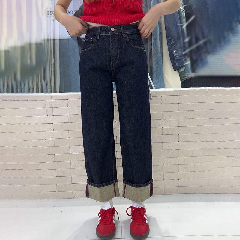 花匣子2025牛仔直筒长裤