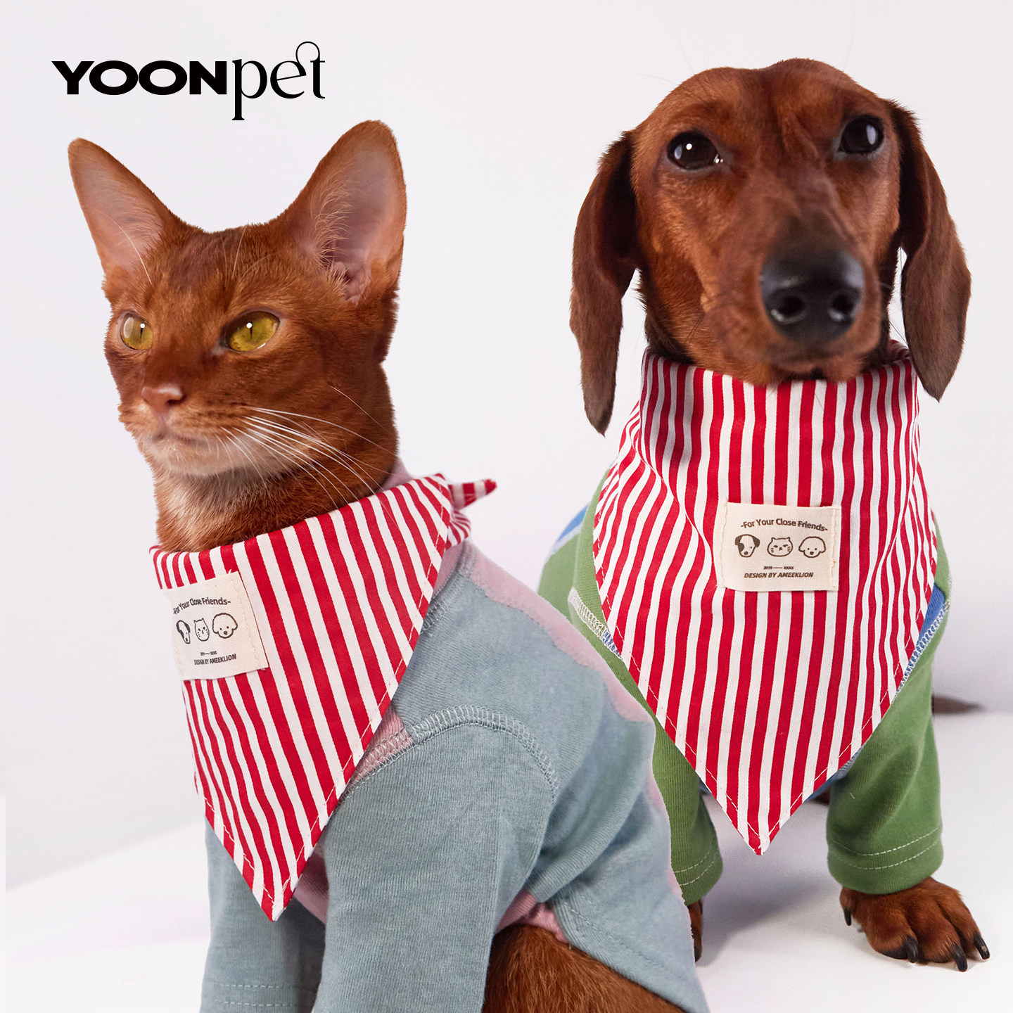 宠物狗狗猫咪三角巾纯棉双层条纹口水巾中小型犬防脏领巾围兜围脖