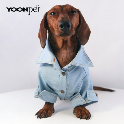 腊肠狗狗猫咪牛仔衬衫衣服