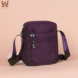 文力竖款斜挎包牛津布帆布防水妈妈女包休闲中老年简约单肩小包包