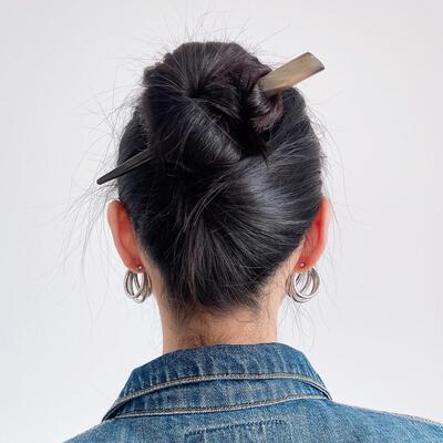 DURIAN ACC 时髦国风晶莹羊角设计感斜插一字造型盘发发簪钗子