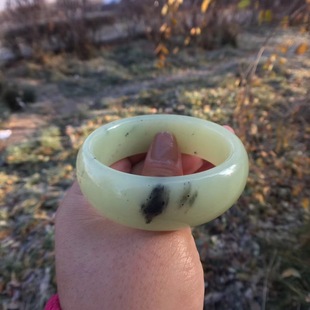 新疆天然和田玉若羌黄玉手镯黄口玉镯女镯带糖色小码女款52