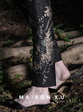 高定设计师品牌 MAISON X.U｜黑金法式修身显高九分裤正装裤长裤