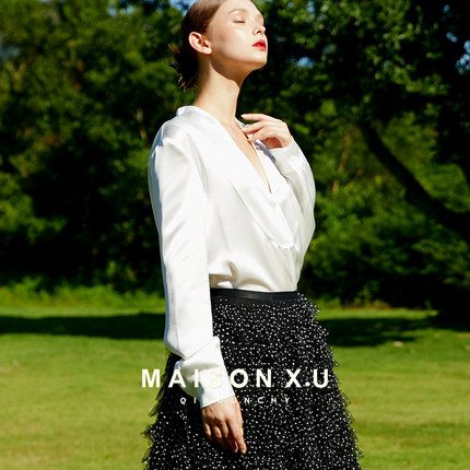 孤品 MAISON X.U｜高定设计师品牌基础搭配法式V领宽松衬衫