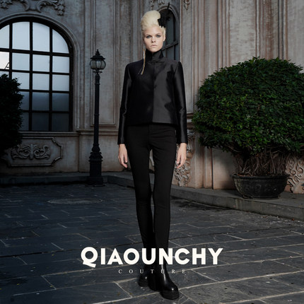 基础搭配 QIAOUNCHY俏云曦 | 黑色修身高弹斜纹棉瘦腿裤25秋冬