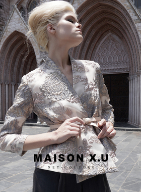 欧洲进口浮雕提花料 MAISON X.U｜高定法式优雅修身短外套女春夏