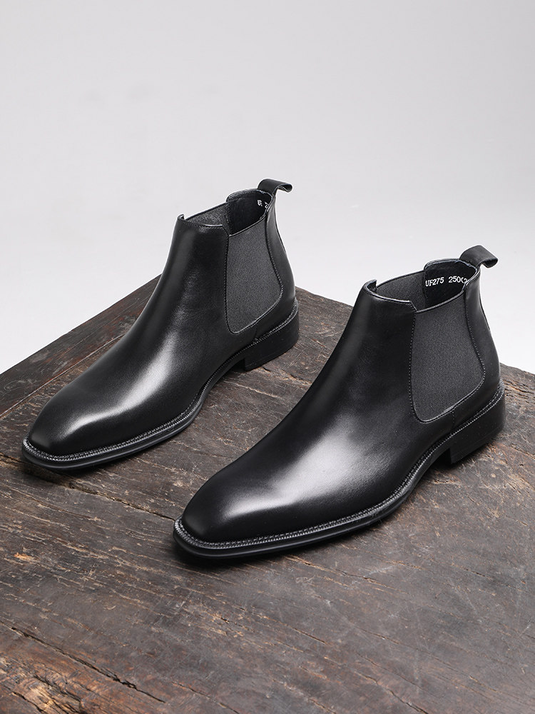 ITALIAN VINTAGE HANDMADE BUSINESS BOOTS BRITISH SQUARE SCALP BOOTS GENUINE LEATHER HIGH-TOP DRESS SHOES CHELSEA BOOTS MEN