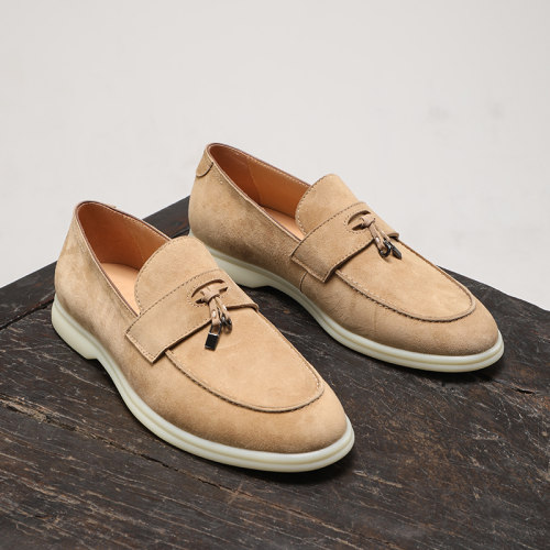 羊反绒休闲一脚蹬乐福鞋