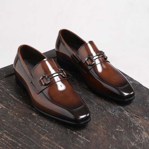 英伦风马衔扣乐福鞋男款真皮透气商务休闲手工皮鞋男士一脚蹬亮面