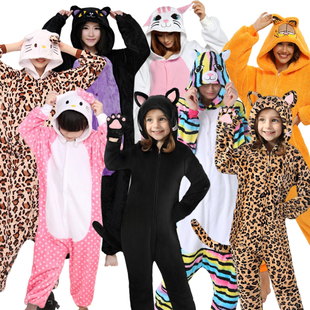 卡通动物演出小猫系列黑猫白猫豹纹猫咪叮当猫花猫虎猫连体表演服