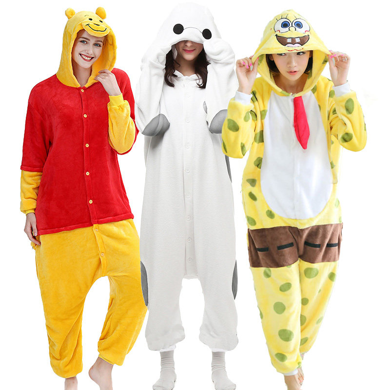 万圣节男女派对演出动物海绵宝宝维尼熊大白卡通动漫连体衣表演服