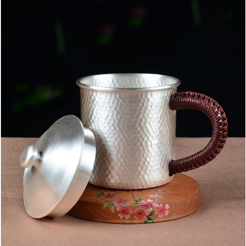 999足银大茶缸子纯银马克杯银茶杯纯银999手工银杯大容量水杯大号