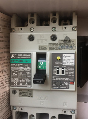 原装正品日本富士EW125JAGU 3P 75A100A漏电保护断路器现货保一年