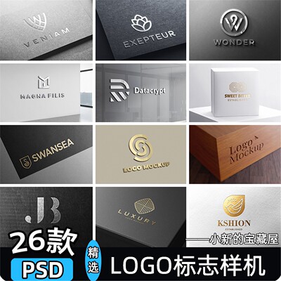 企业LOGO标志展示vi提案3D立体烫金样机PSD贴图设计素材