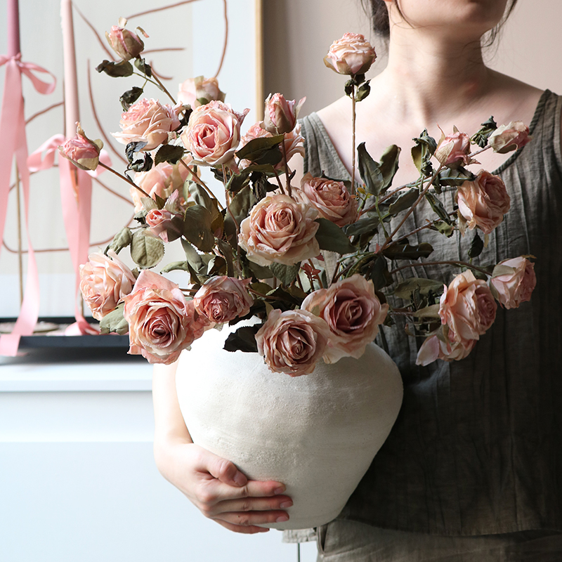 米子家居焦边玫瑰客厅仿真花