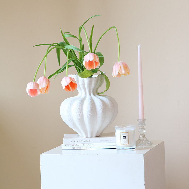 米子家居法式中古陶瓷郁金香花瓶摆件客厅插花轻奢高级感小众装饰,家居饰品,花瓶,淘宝优惠券,粉丝福利购,淘宝优惠卷