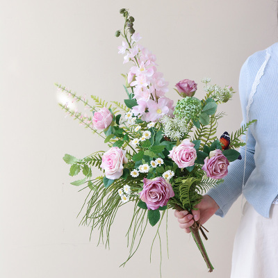 米子家居紫色仿真花高级感逼真装饰花精致拍照仿生假花大花束绢花