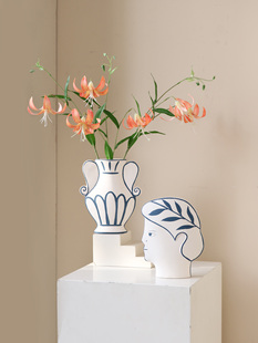 米子家居法式覆古手绘陶瓷小花瓶高级感客厅插花美学情绪稳定摆件