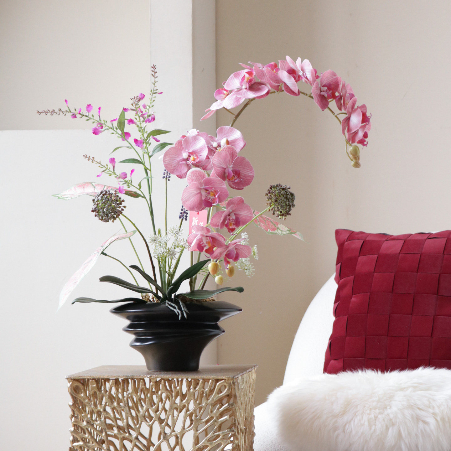 米子家居蝴蝶兰仿真花高级年宵花卉绿植盆栽盆景2026新年装饰摆件