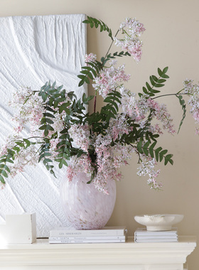 米子家居超好看花瓶粉色琉璃客厅摆件大肚轻奢高档法式设计感花器