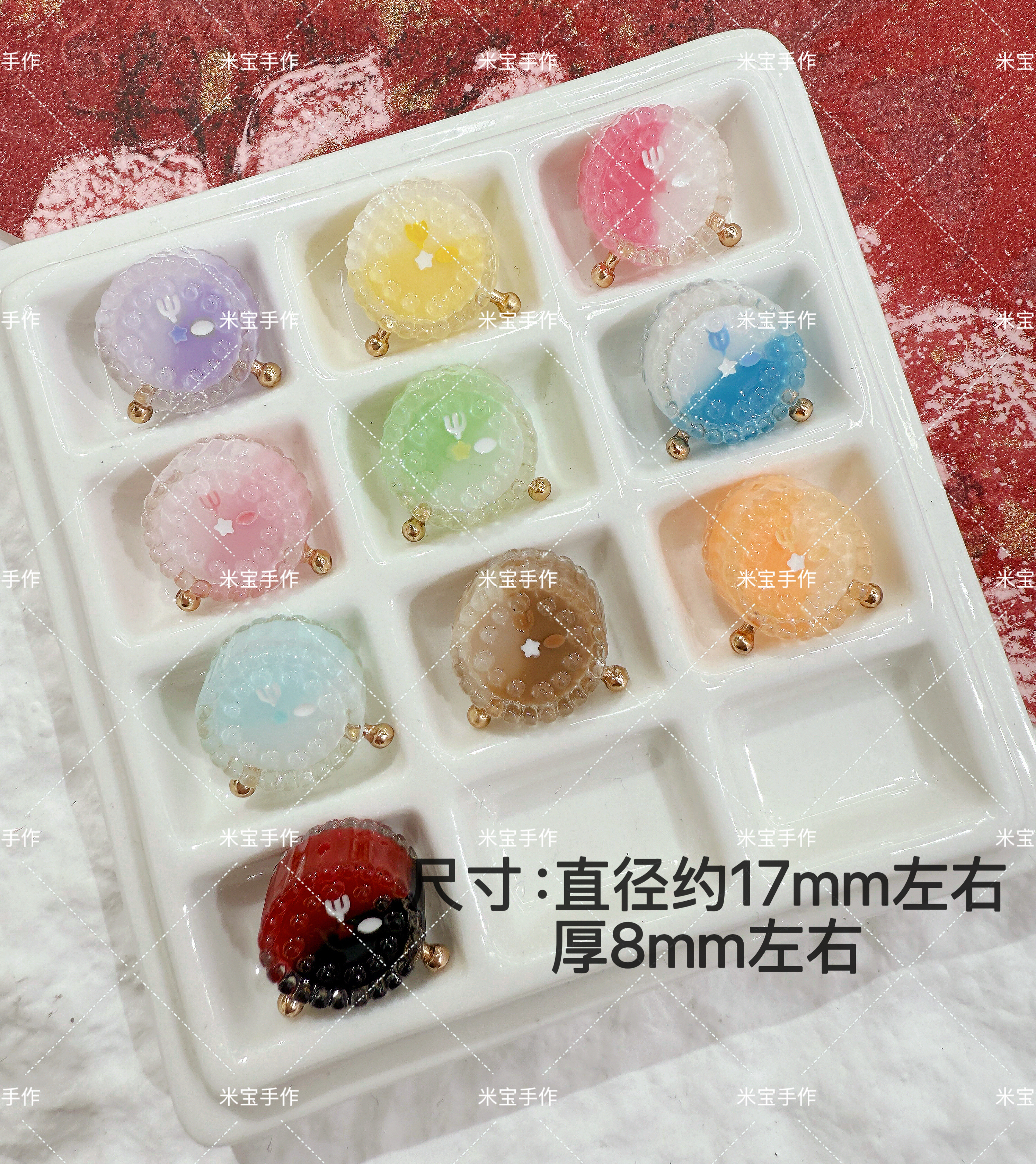 【满百包邮】定制韩国胶双色合金手绘小闹钟手机链包挂配件154