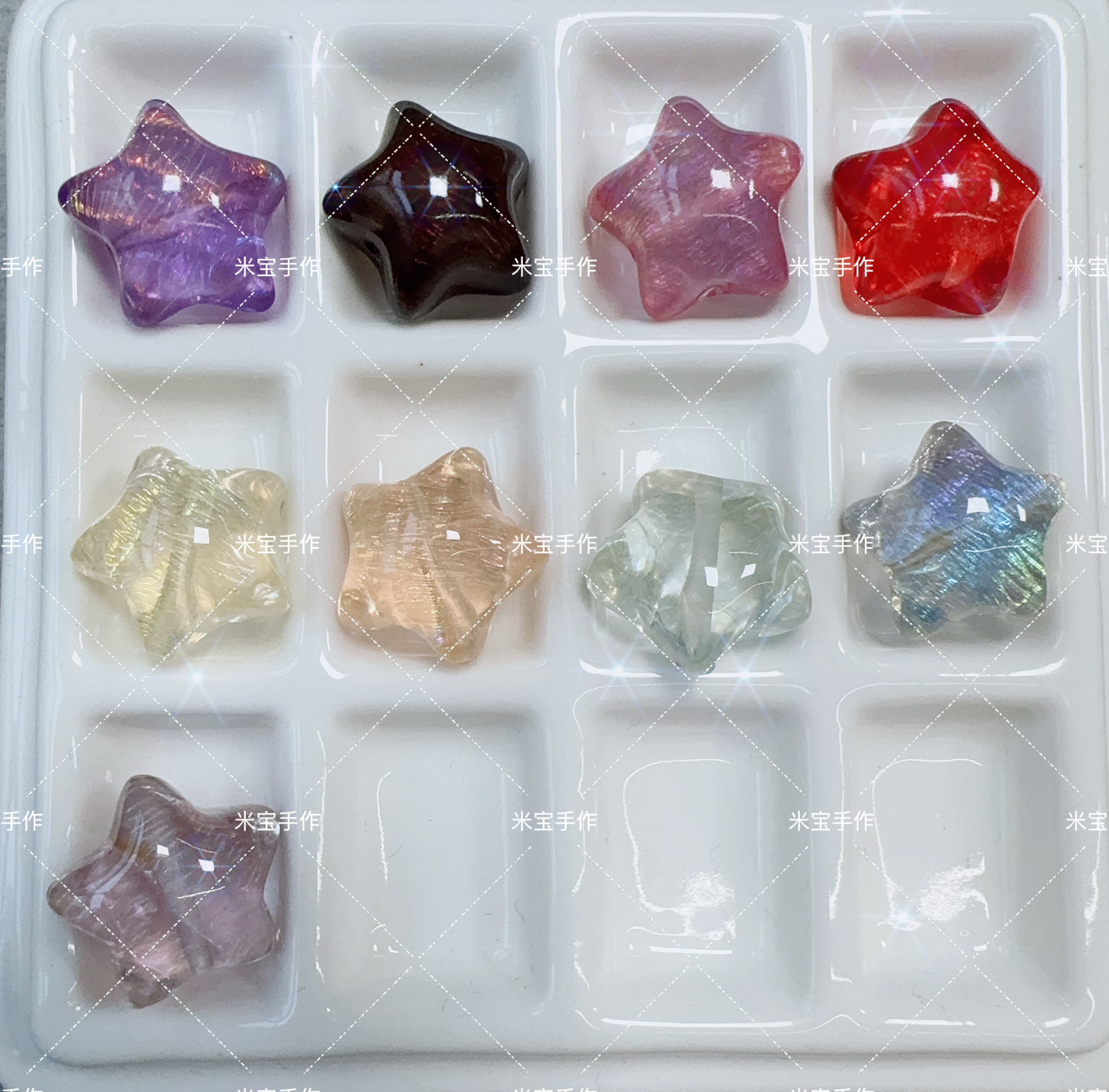 【满百包邮】韩国定制透底水波纹五角星手机链包挂配件086