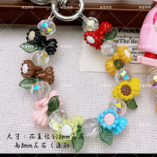 定制款合金双拼立体向日葵吊吊diy配件手机链钥匙扣包挂串珠配件
