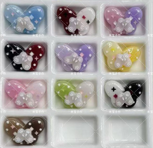 韩国胶手绘点缀双色转转蝴蝶通孔手机链包挂配件181