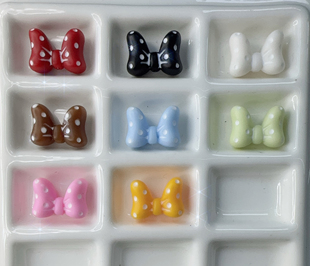 韩国定制树脂胶波点蝴蝶结通孔珠手机链包挂配件104