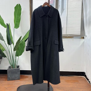 高品质羊毛双面尼大衣女长款 加厚手工毛呢外套 骆驼绒绵羊毛阔版