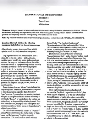 AP英语语言与写作2025真题，含MCQ答案