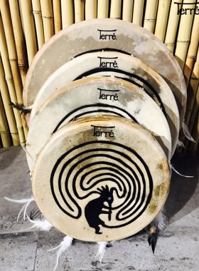 德瑞Terre德国山羊皮印第安风格Shaman手鼓框鼓兽皮鼓音乐疗愈