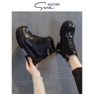 时装 2025新款 靴百搭增高炸街英伦风小短靴 真皮马丁靴女款 圣恩熙